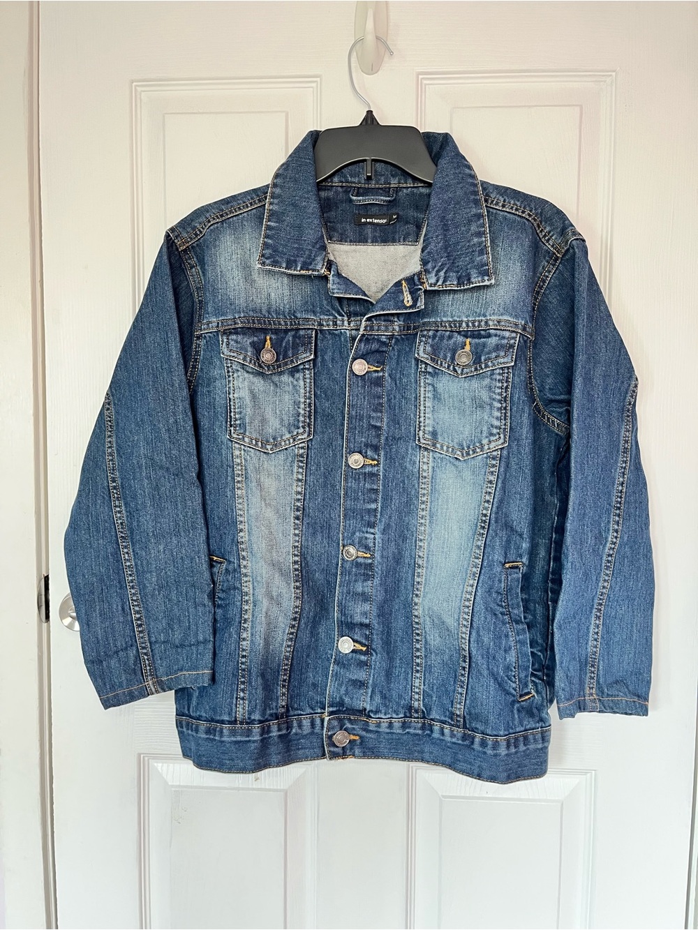 In Extenso blue denim jacket size Medium 3/4 sleeves